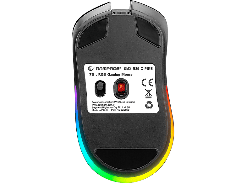 RAMPAGE SMX-R89 X-Pike Kablosuz/Kablolu RGB Ledli Şarjlı Gaming Oyuncu Mouse Siyah_6