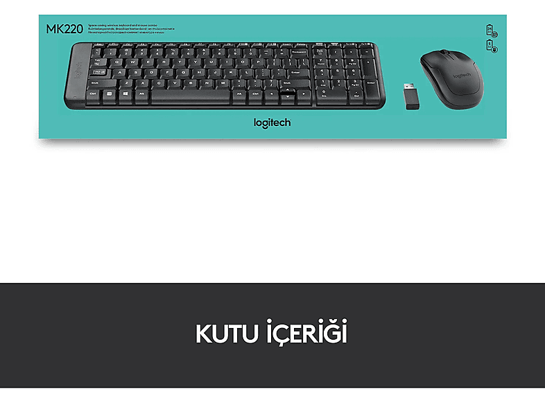 LOGITECH MK220 Kablosuz Türkçe Q Klavye Mouse Seti - Siyah_7