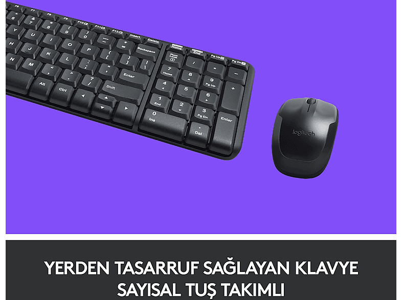 LOGITECH MK220 Kablosuz Türkçe Q Klavye Mouse Seti - Siyah_3