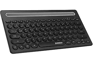 EVEREST KB-BT84 Bluetooth Ultra İnce+Şarjlı Q Mac/Windows/Android/iOS Uyumlu Kablosuz Klavye Siyah Gri_1