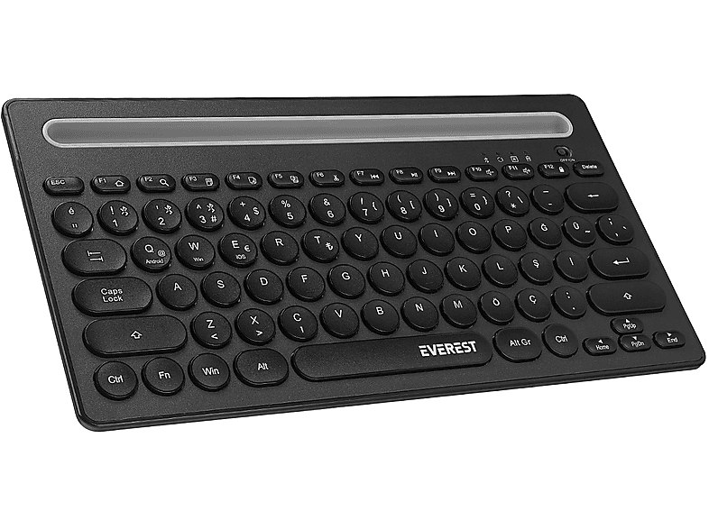 EVEREST KB-BT84 Bluetooth Ultra İnce+Şarjlı Q Mac/Windows/Android/iOS Uyumlu Kablosuz Klavye Siyah Gri_1