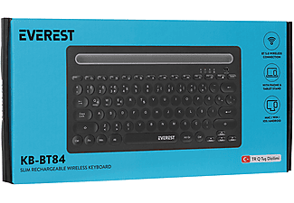 EVEREST KB-BT84 Bluetooth Ultra İnce+Şarjlı Q Mac/Windows/Android/iOS Uyumlu Kablosuz Klavye Siyah Gri_7