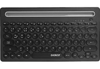 EVEREST KB-BT84 Bluetooth Ultra İnce+Şarjlı Q Mac/Windows/Android/iOS Uyumlu Kablosuz Klavye Siyah Gri_0