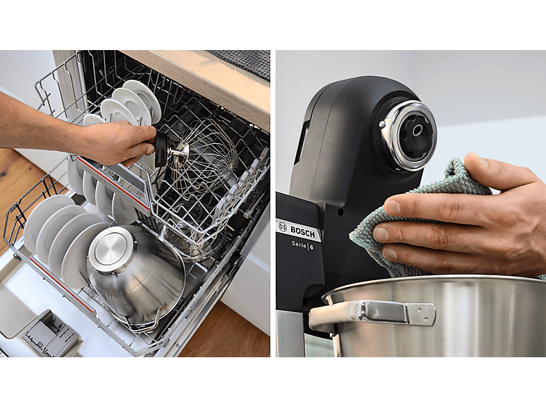 Bosch MUMS6ZS13D Serie 6, Küchenmaschine mit Waage Schwarz/ Edelstahl gebürstet (Rührschüsselkapazität: 5,5 l, 1600 Watt) — Foto 2 von 5
