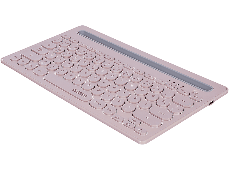 EVEREST KB-BT84 Bluetooth Ultra İnce+Şarjlı Q Mac/Windows/Android/iOS Uyumlu Kablosuz Klavye Pembe Gri_4