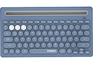 EVEREST KB-BT84 Bluetooth Ultra İnce+Şarjlı Q Mac/Windows/Android/iOS Uyumlu Kablosuz Klavye Mavi Gri