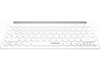 EVEREST KB-BT84 Bluetooth Ultra İnce+Şarjlı Q Mac/Windows/Android/iOS Uyumlu Kablosuz Klavye Beyaz Gri_1