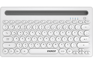 EVEREST KB-BT84 Bluetooth Ultra İnce+Şarjlı Q Mac/Windows/Android/iOS Uyumlu Kablosuz Klavye Beyaz Gri