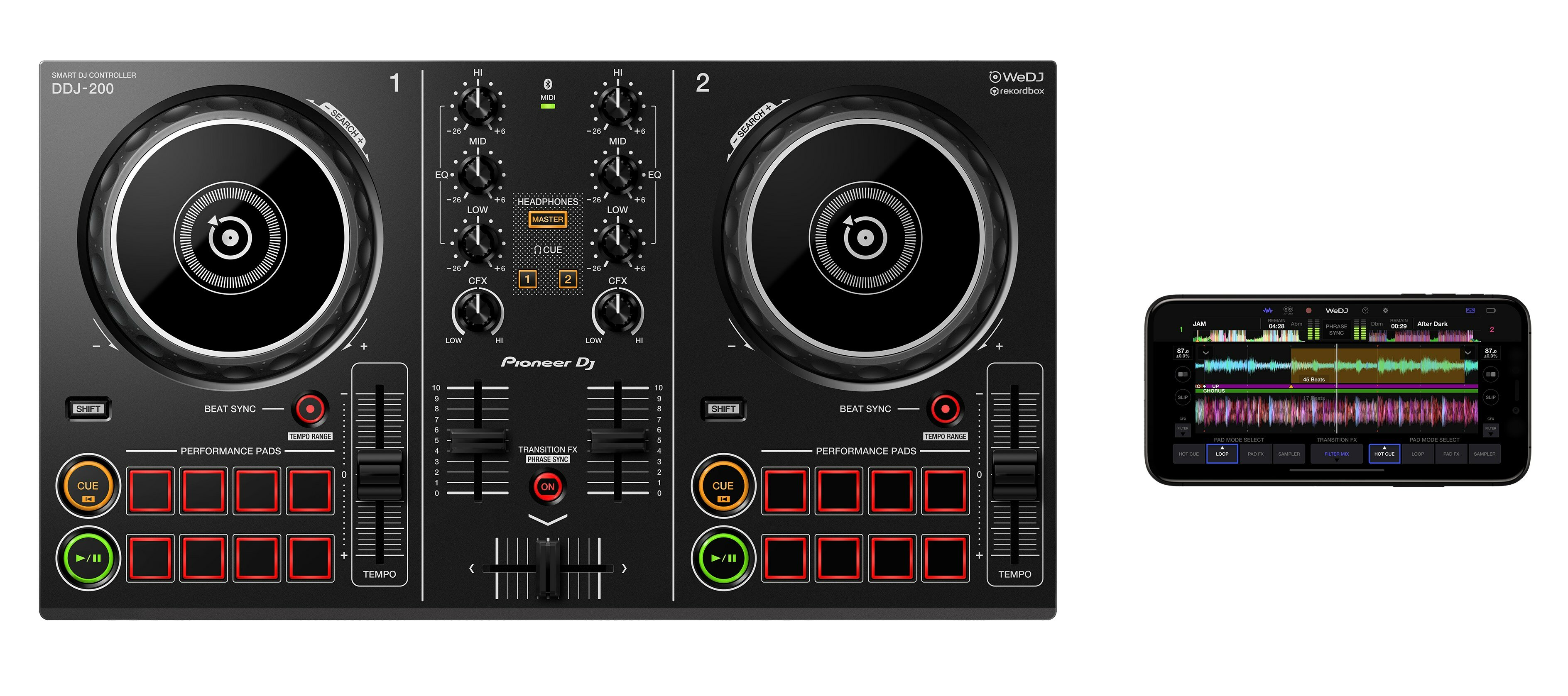 Pioneer DJ DDJ-200 Bluetooth DJコントローラー DDJ-200 (archived) 2-channel Smart DJ controller (black