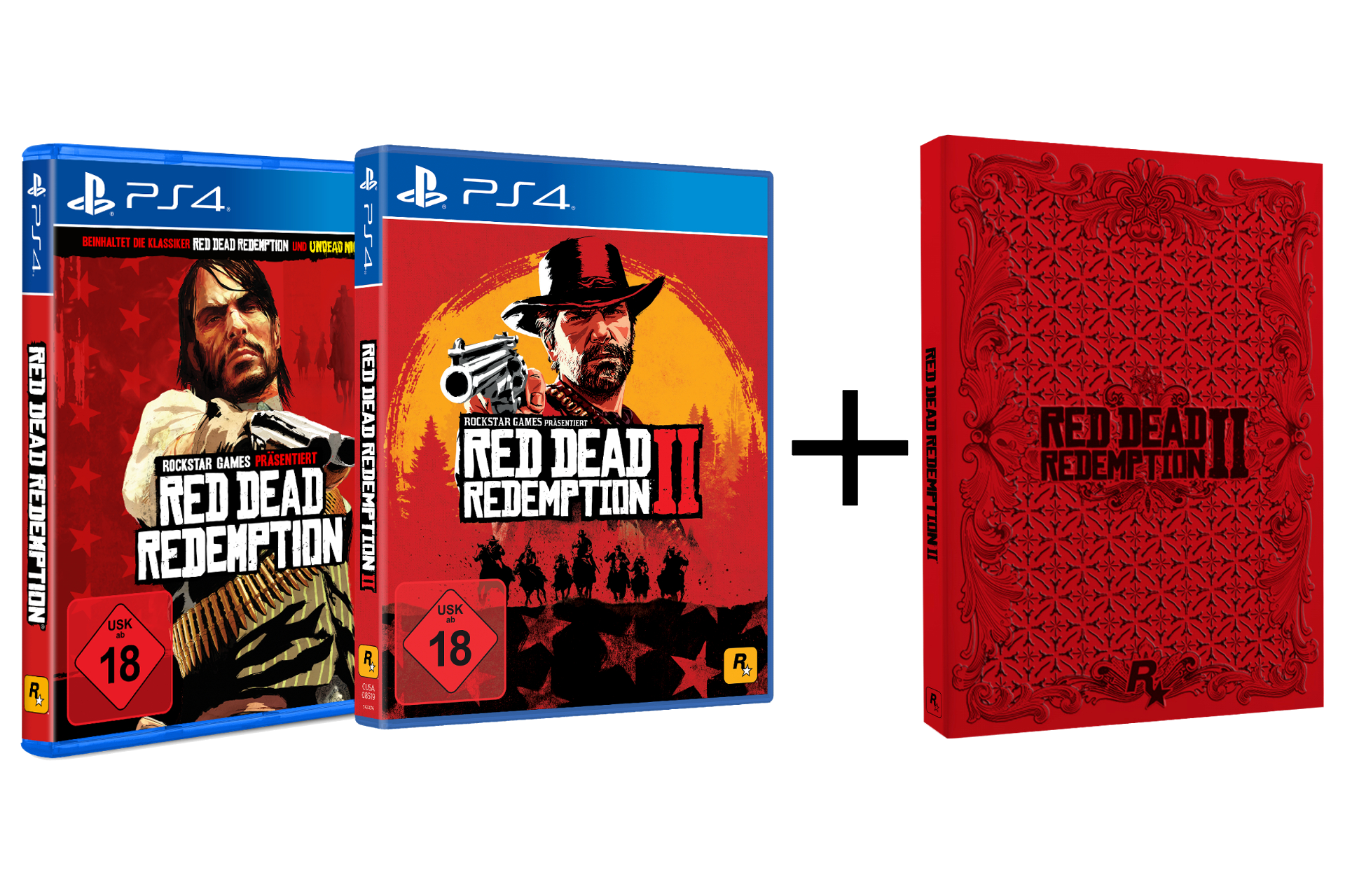Red Dead Redemption II Spielboxen. Zwei Spielhüllen und eine Sonderausgabenbox. PS4.