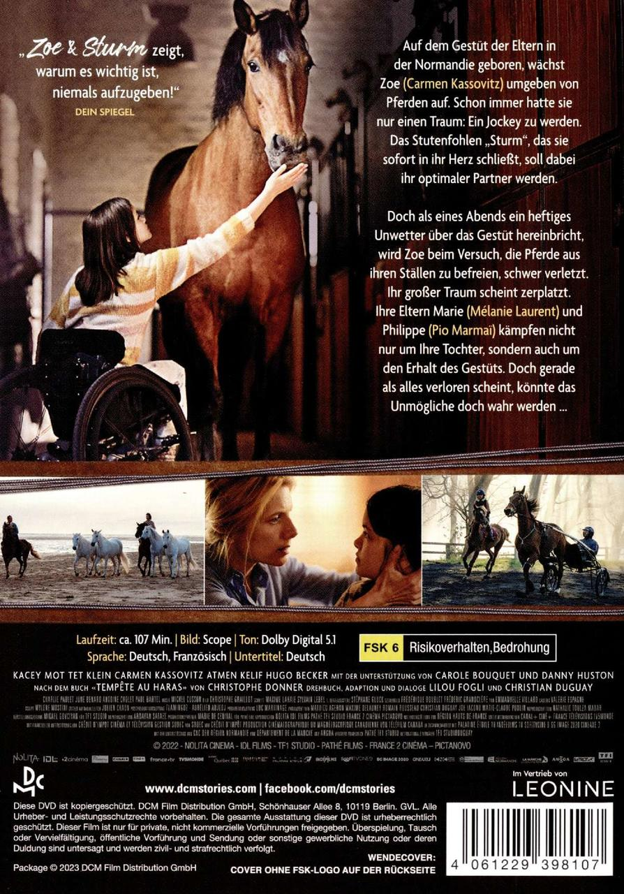 DVD-Cover mit Text und Bildern eines Films mit Pferd und Menschen. Deutsche Sprache.