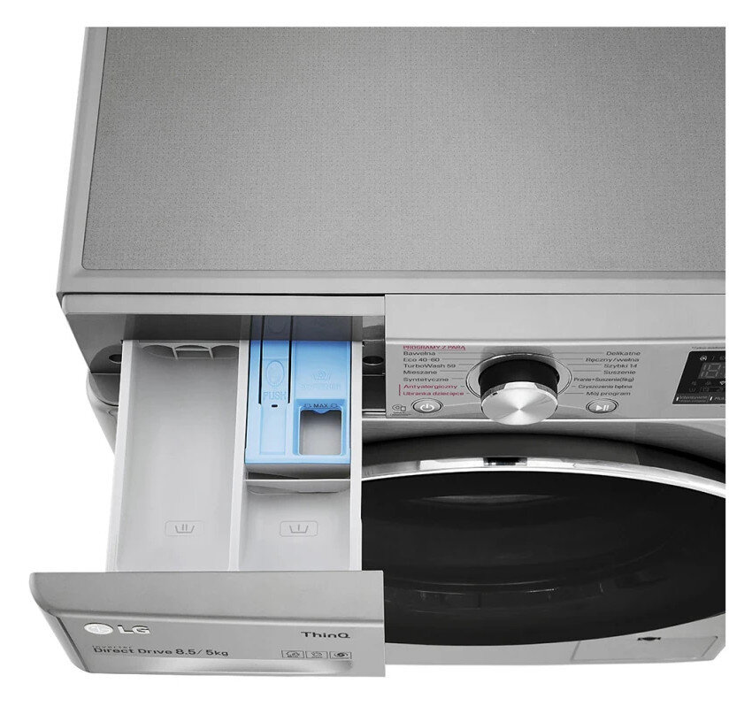 Pralko-suszarka LG F2DV5S8S2TE 8.5/5 kg, 1200 obr. Srebrna Vivace V500