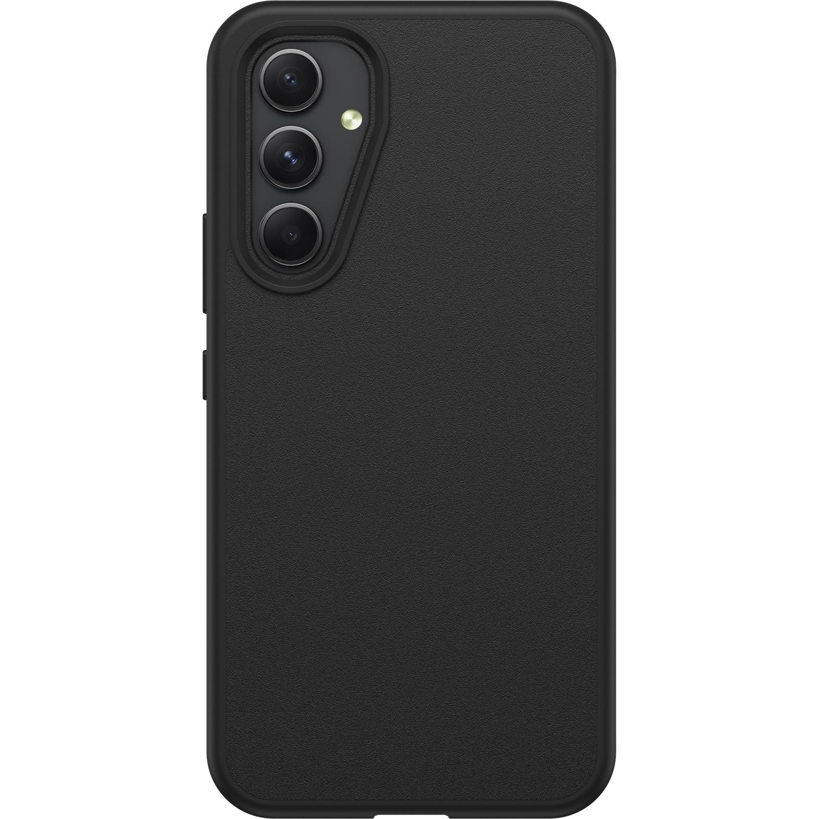 Schwarze Smartphone-Hülle mit einem Ausschnitt für eine Dreifach-Kamera auf der Rückseite. Die Hülle ist glatt.