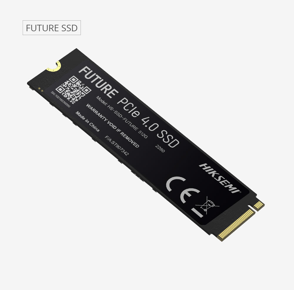 FUTURE PCIE 4.0 SSD metinli siyah beyaz bir SSD.