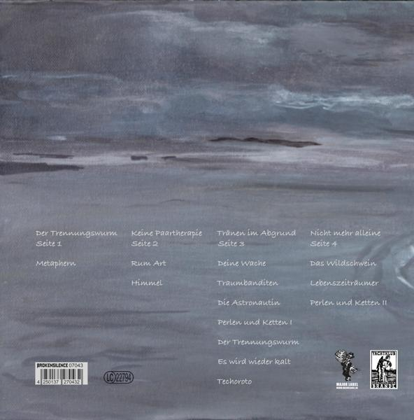 Albumcover mit bewölktem Himmel im Hintergrund und Text. Albumtitel ist 'Der Trennungswurm'.