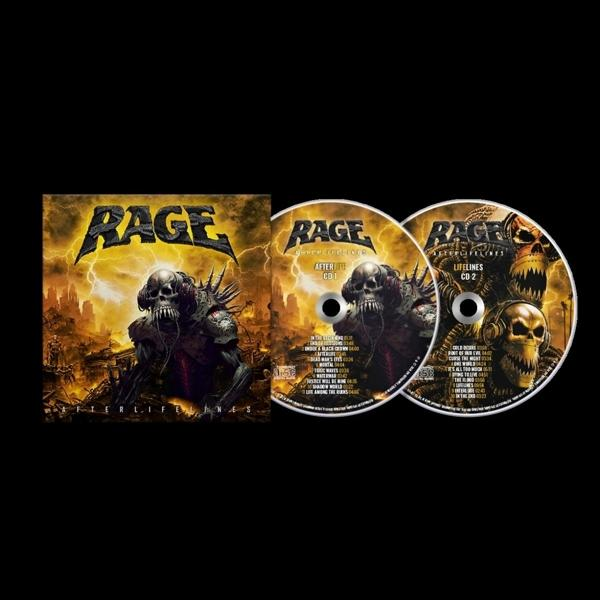 RAGE CD-Album, zwei Discs, Cover-Art mit Totenkopf und Blitzen.