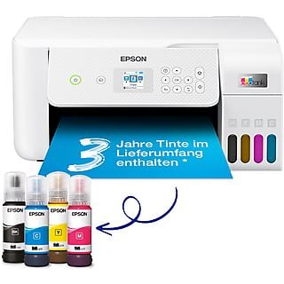 EPSON EcoTank ET-2826 A4-Multifunktions-Wi-Fi-Tintentankdrucker, mit einem im Lieferumfang enthaltenen Vorrat an Tinten bis zu 3 Jahren