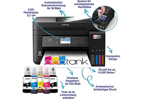 EPSON EcoTank ET-3850 A4-Multifunktions-Wi-Fi-Tintentankdrucker, mit einem  im Lieferumfang enthaltenen Vorrat an Tinten bis zu 3 Jahren online kaufen  | MediaMarkt