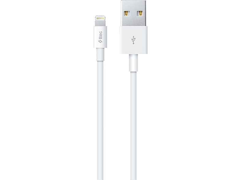 TTEC Töltő-és adatkábel lightning / USB-A csatlakozással, fehér (2DK7508B)