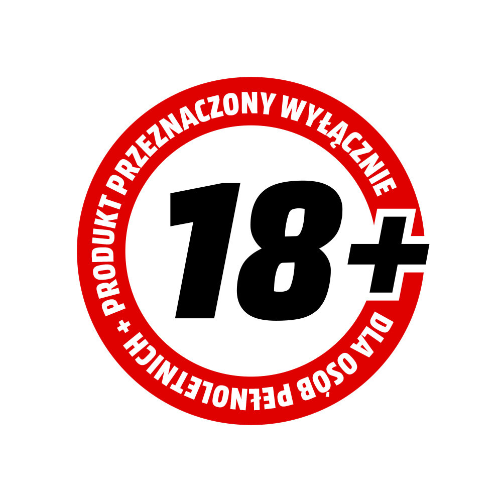 Znak ostrzegawczy 18+ w czerwonym okręgu. Tekst: 'TYLKO DLA DOROSŁYCH'.