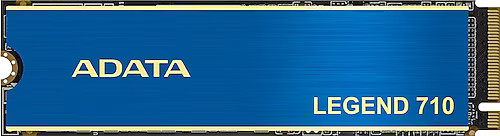 Mavi ADATA Legend 710 SSD kartı, beyaz ADATA ve Legend 710 metinleriyle.