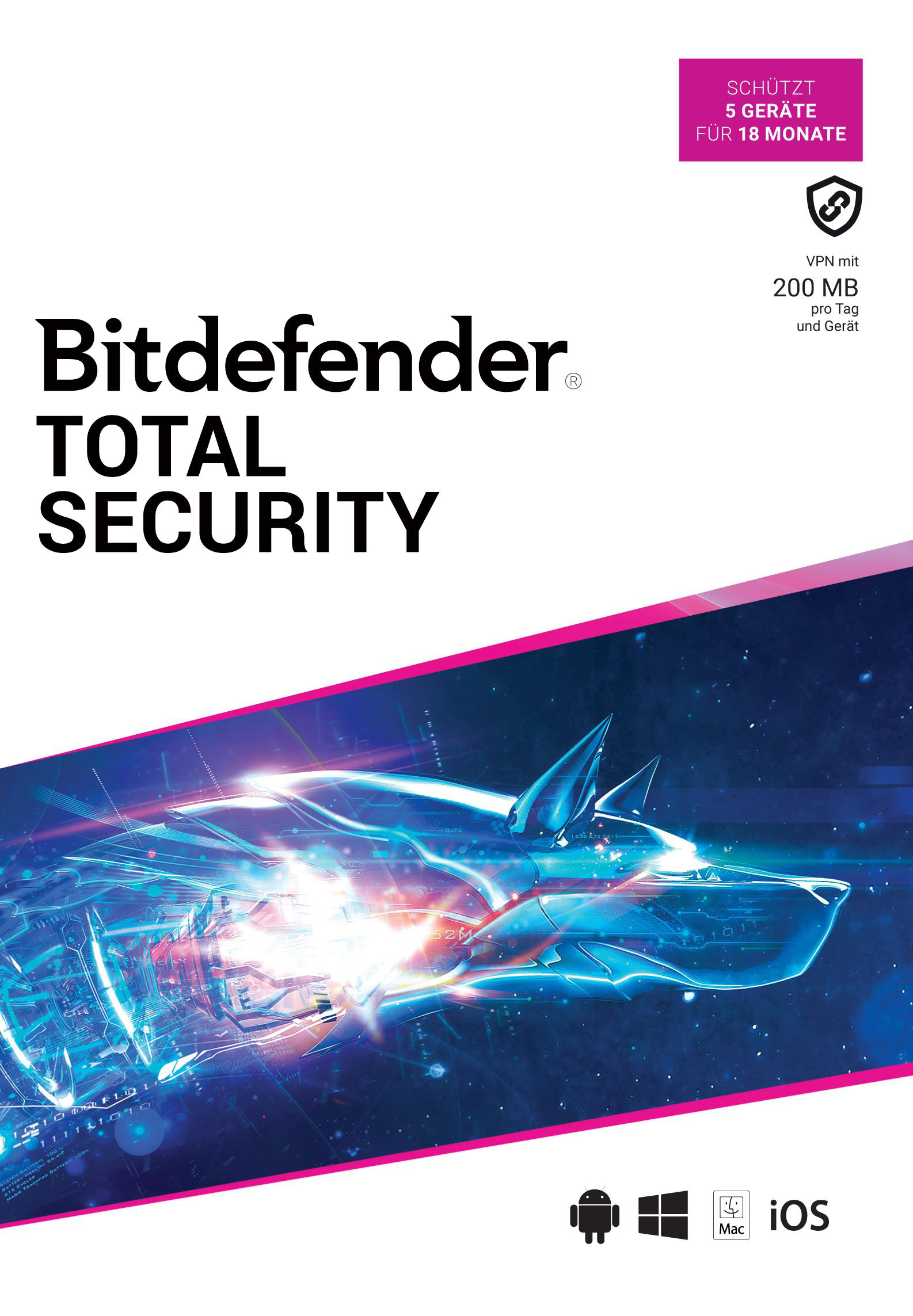 Bitdefender Total Security Geräte 5 - Box) (Code a Monate / 18 in [PC