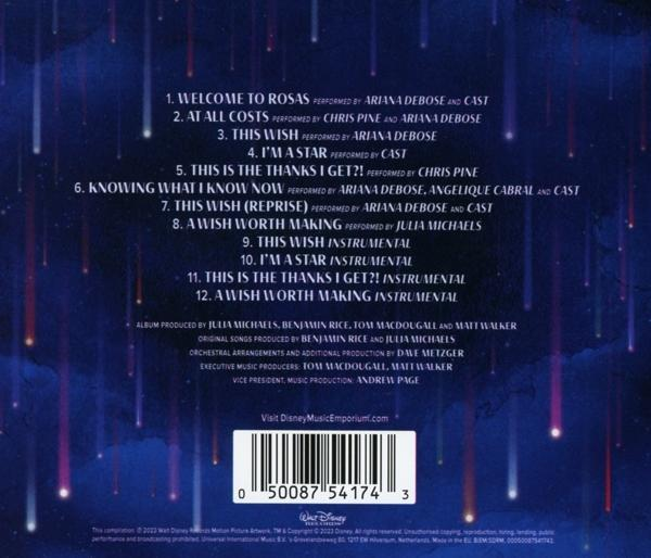 Rückseite der CD mit Titelliste. Die Songtitel und Credits sind aufgeführt. Lila und blauer Hintergrund.
