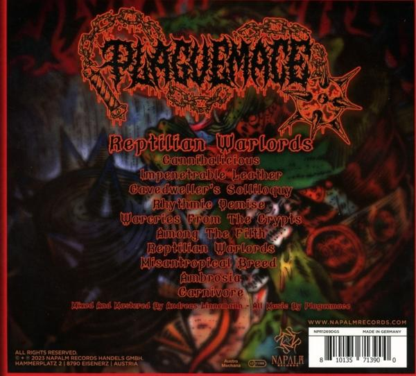 CD-Cover mit rotem und schwarzem Design. Text ist in Rot und Weiß.
