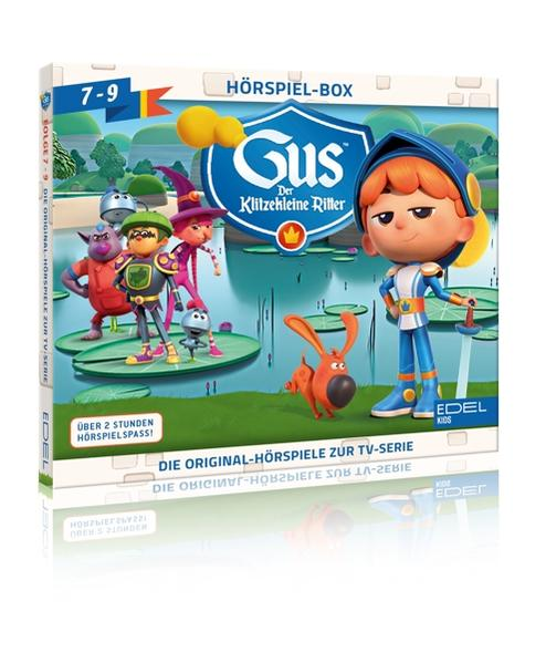 Hörspiel-Box mit Charakteren aus Gus Der Klitzekleine Ritter, mit 7-9 auf dem Cover.