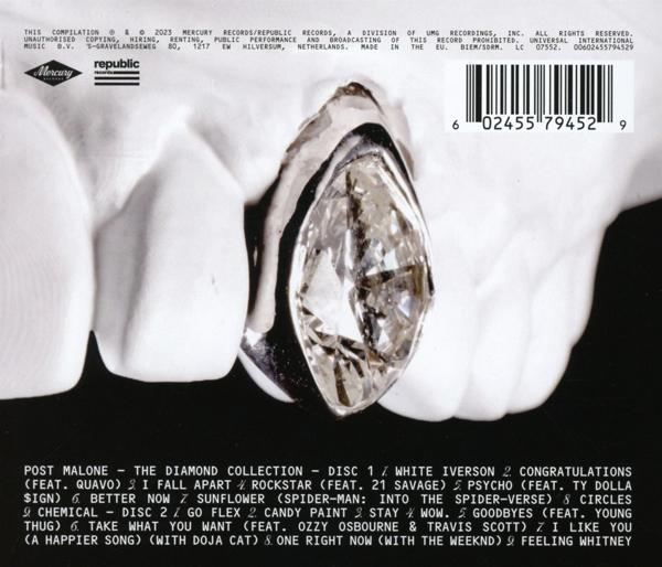 Albumcover. Ein Diamant liegt auf einem Gebiss. Text und Barcode sind sichtbar.