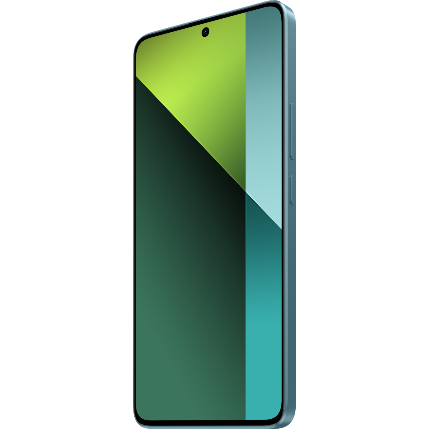 Blue smartphone with green and yellow screen.