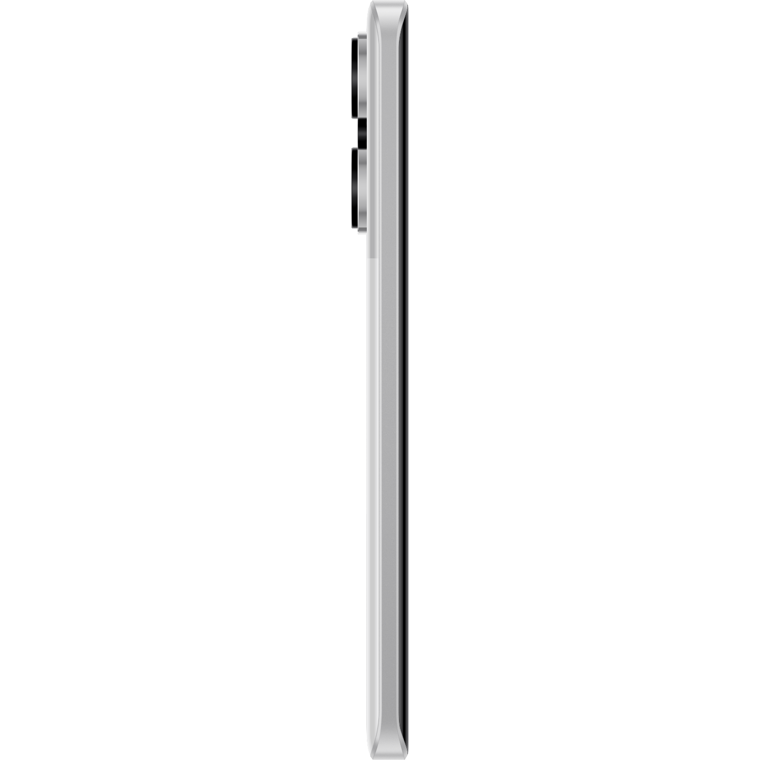 Een zilveren smartphone achterkant met drie cameralenzen.