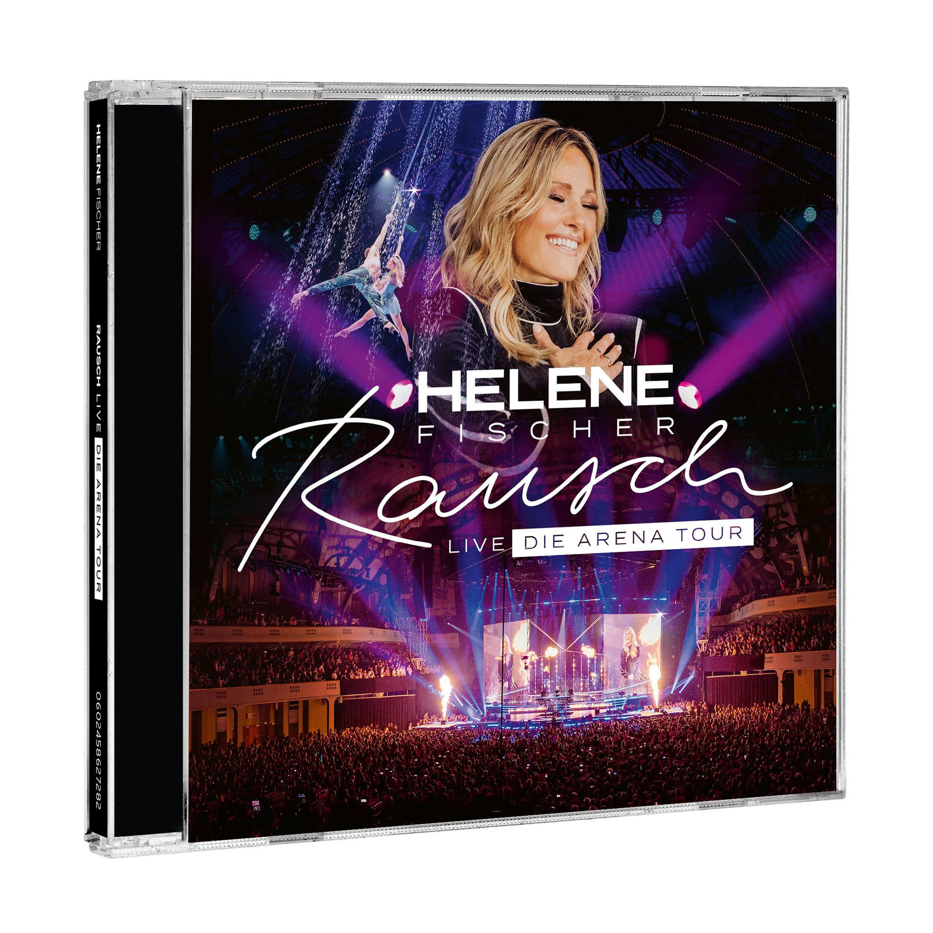 CD-Hülle eines Konzerts mit Frau und Bühne. Der Text lautet 'Helene Fischer' und 'Rausch'.