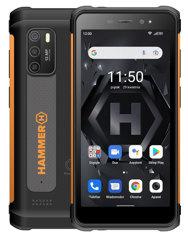 Smartfon HAMMER Iron 4 4/32GB Pomarańczowy + smartwatch Watch Plus