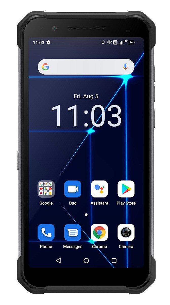 Smartfon z ekranem blokady pokazującym godzinę i ikony aplikacji.