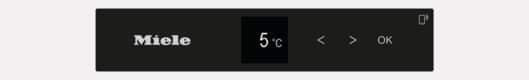 Miele-Gerät mit 5°C Anzeige, Pfeiltasten und OK-Option.