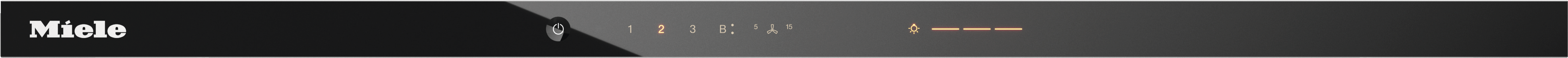 Miele Logo mit Power-Symbol und Zahlen 1-5 sowie Lüftersymbol.