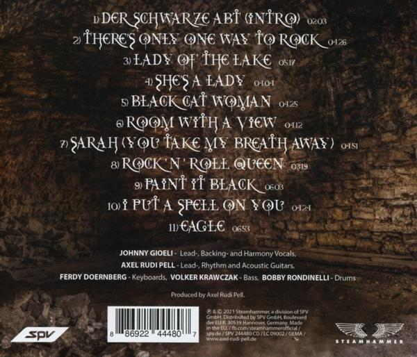 Die Rückseite einer CD mit Songtiteln, Künstlernamen und einer Hintergrundtextur. Der Albumtitel ist „Eagle“.