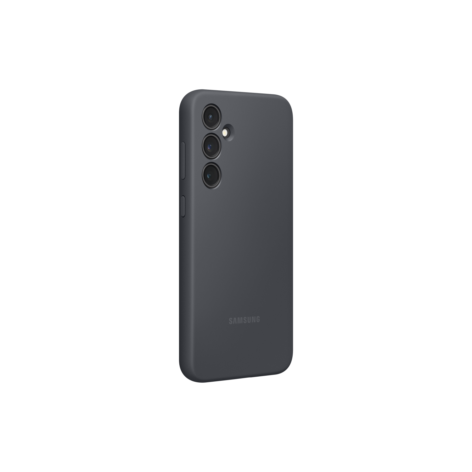 Een donkergrijze Samsung telefoonhoes met camera en Samsung logo.