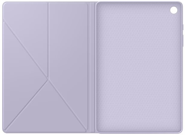 Otwarta obudowa tabletu. Obudowa jest fioletowa i ma geometryczny wzór z przodu.