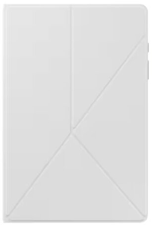 Białe etui na tablet. Etui jest zamknięte i ma geometryczny wzór.