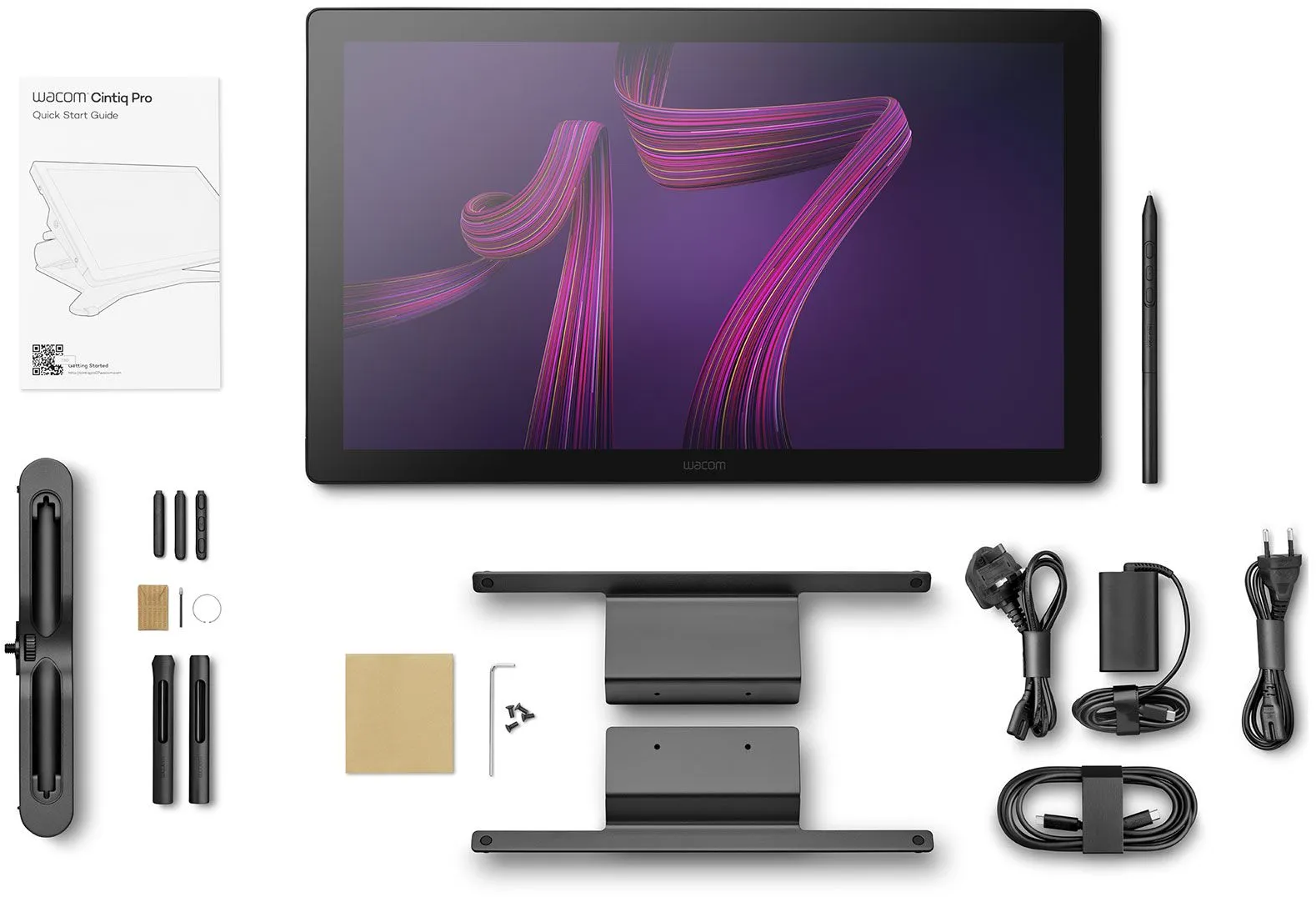 Das Wacom Cintiq Pro 17 Tablet mit Zubehör.