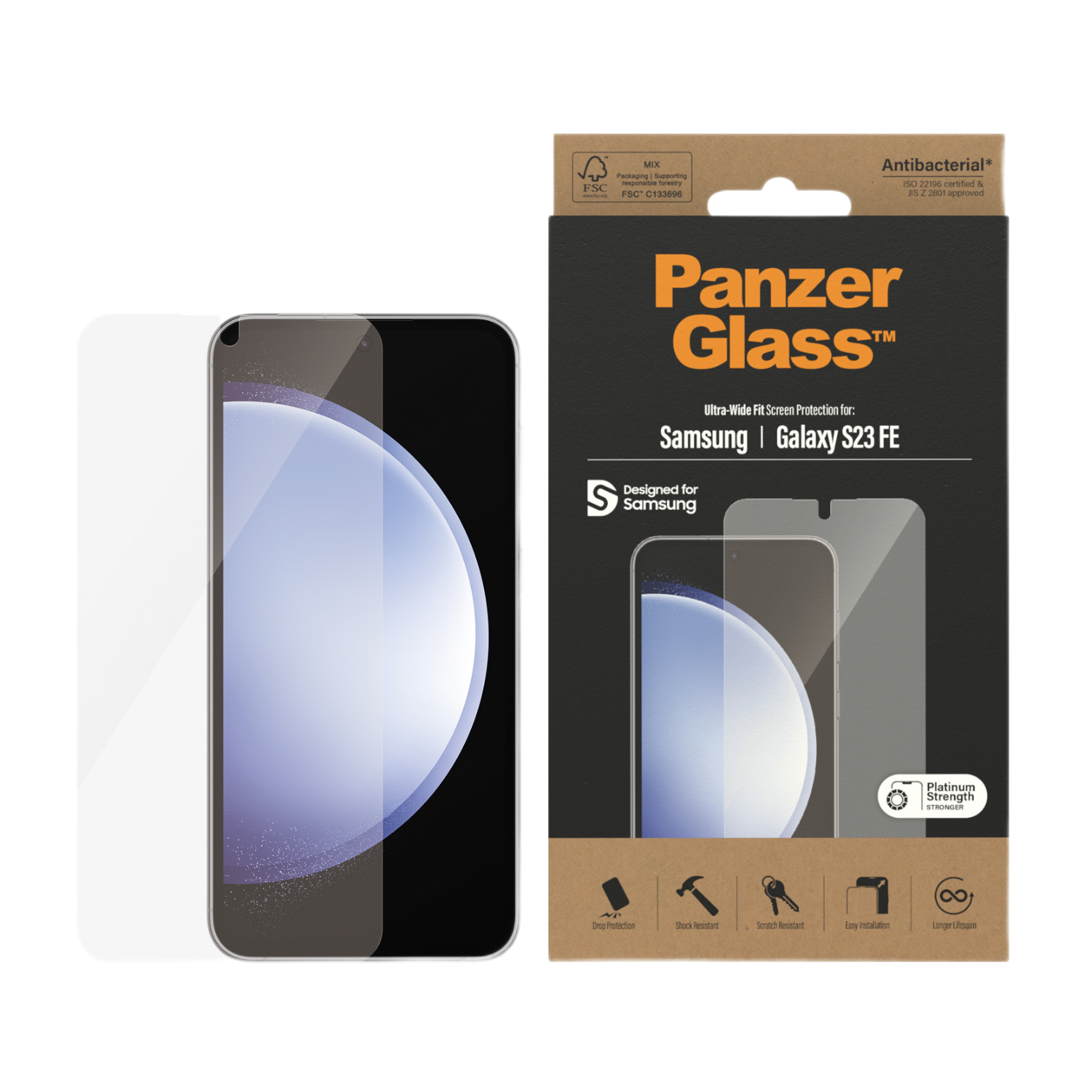 Panzerglass Antibacteriële Ultra-wide Fit Screenprotector Voor Samsung Galaxy S23 Fe afbeelding
