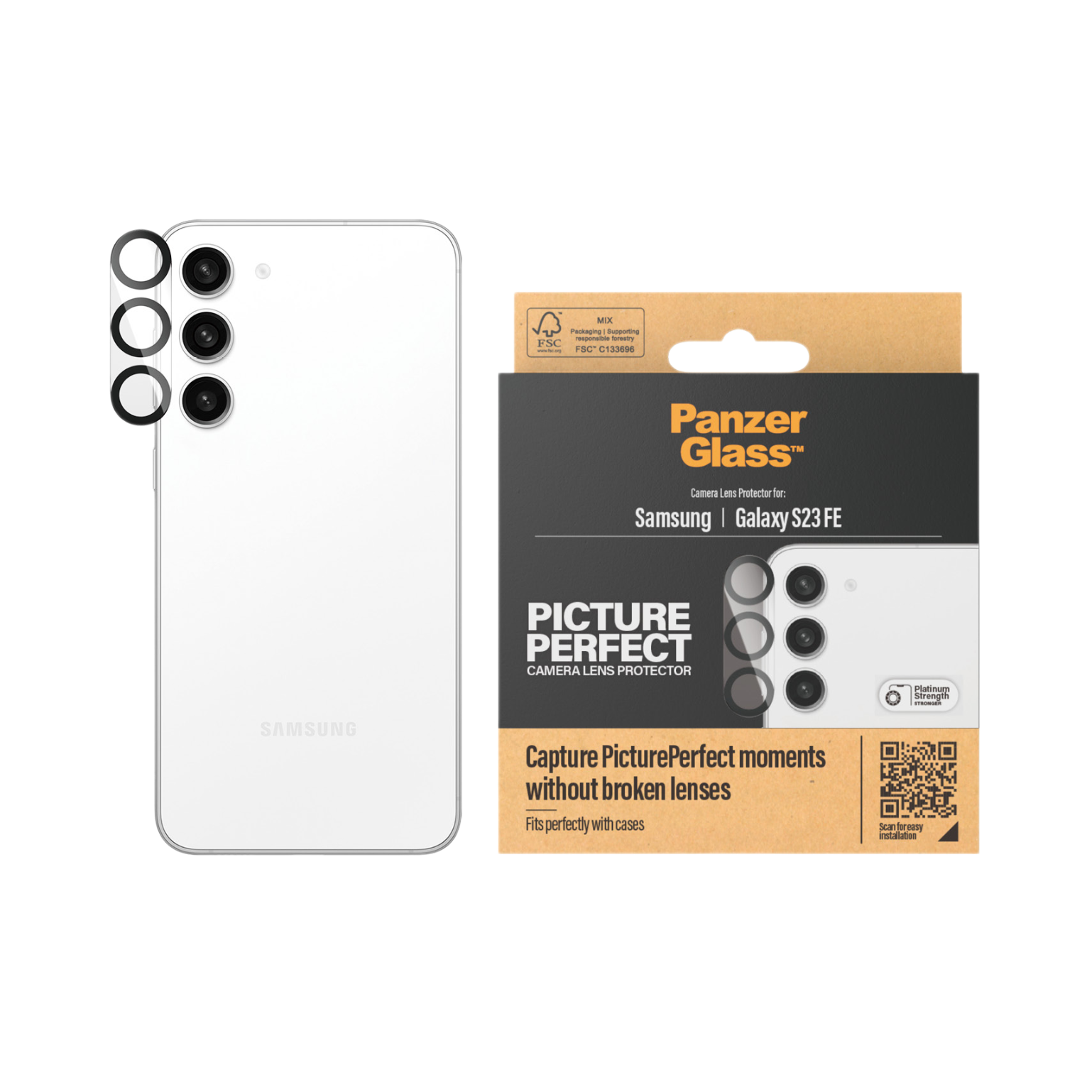 PANZERGLASS PicturePerfect Cameralens Protector voor Samsung Galaxy S23 FE Zwart afbeelding