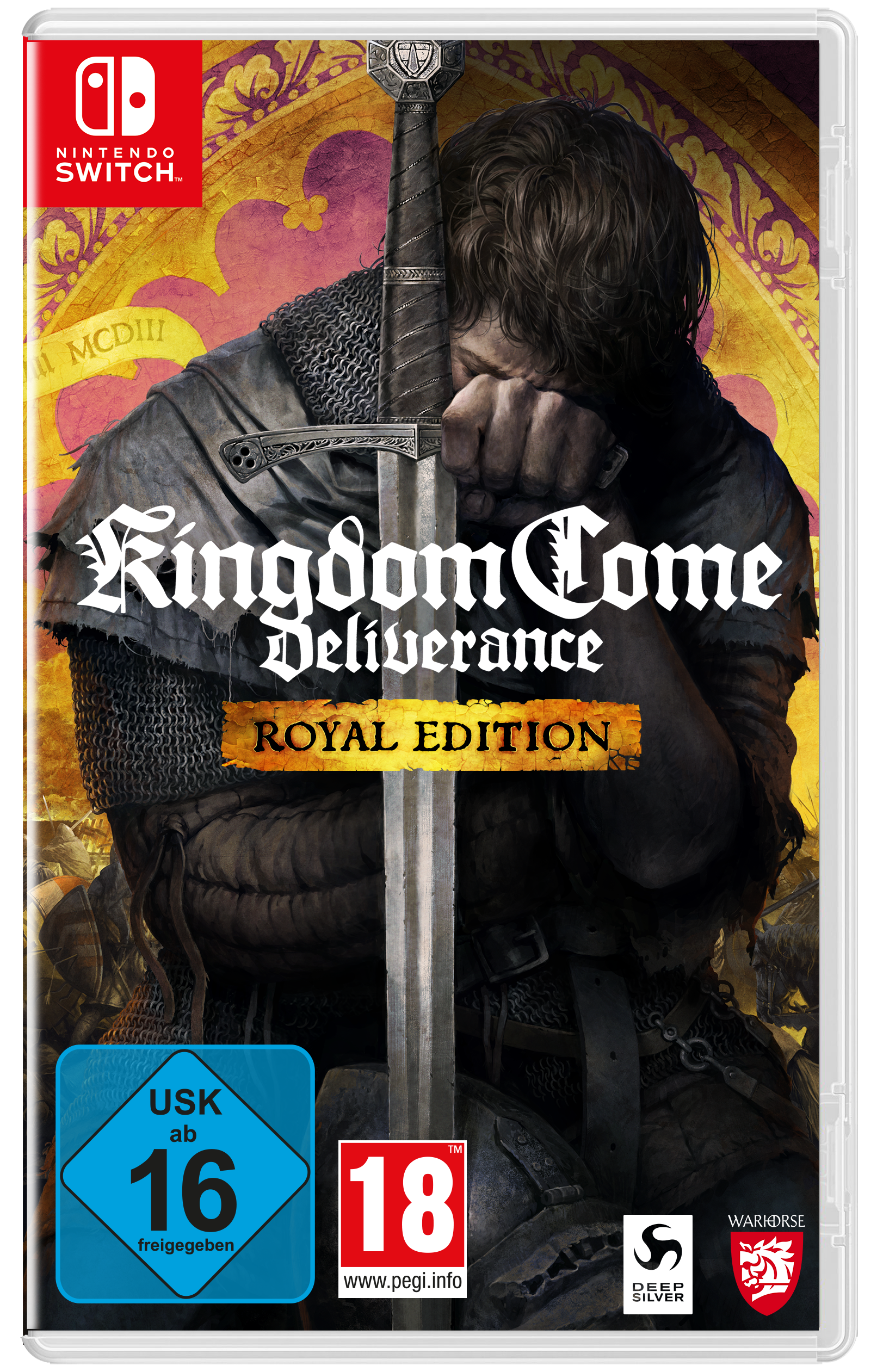 Ein Nintendo Switch-Spielcase mit Spielcover. Der Titel lautet 'Kingdom Come Deliverance'.