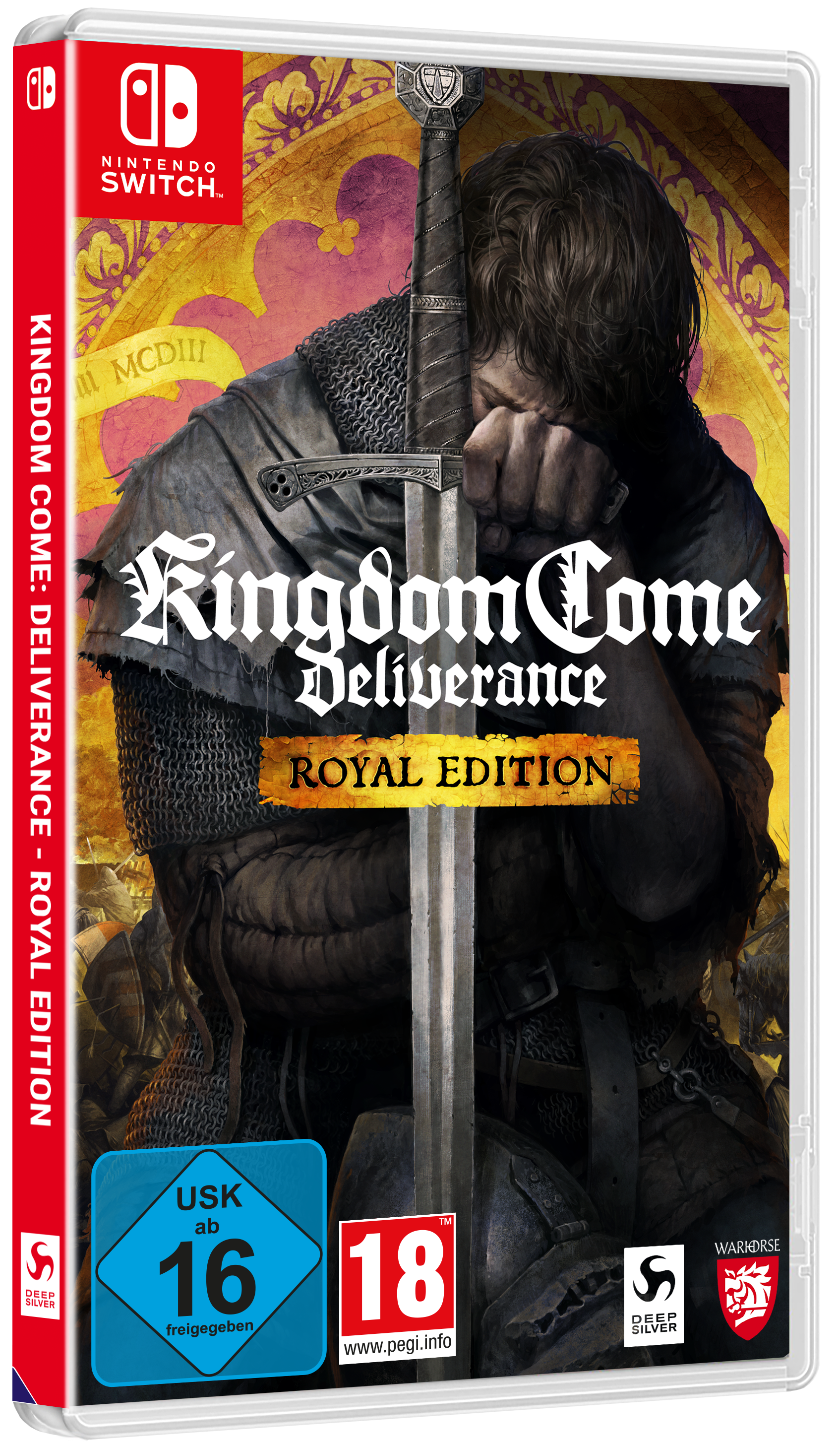 Eine Nintendo Switch-Spielbox für "Kingdom Come: Deliverance - Royal Edition".
