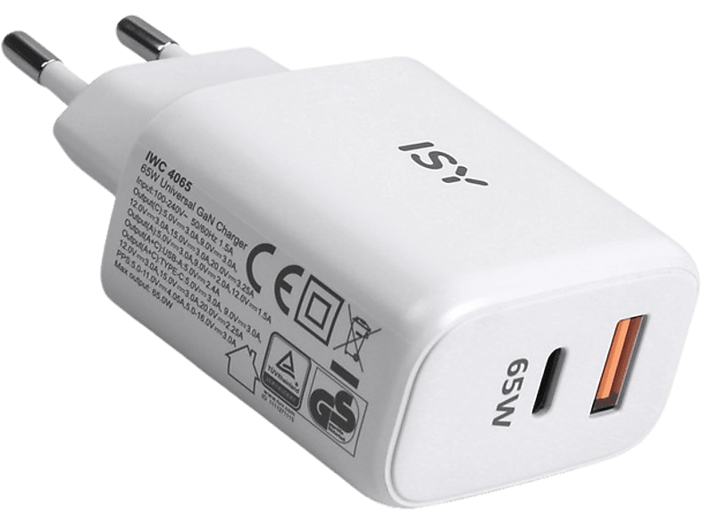 ISY Netadapter Usb-a / Usb-c 65 W Wit (iwc-4065)