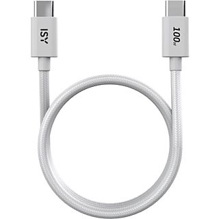 Cable USB - ISY IUC-5200, USB-C 2.0, 2 m, 100W, Universal, Hasta 480 Mbps, Blanco