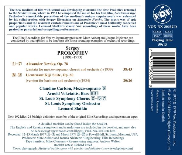 CD-Cover mit Werkliste: Prokofievs Alexander Nevsky und Lieutenant Kijé Suite.