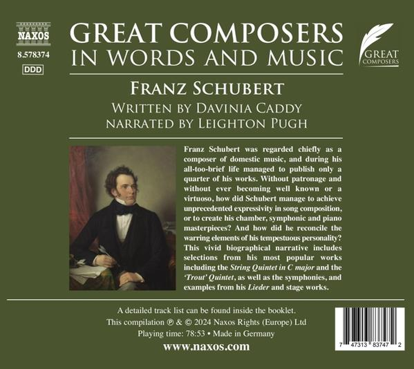 Das Cover zeigt ein Porträt von Franz Schubert und Text über ihn.